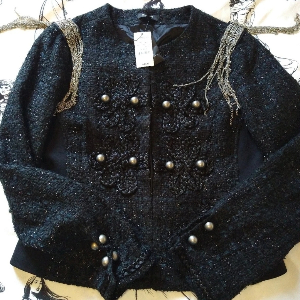 Elegant Express Tweed Military Jacket